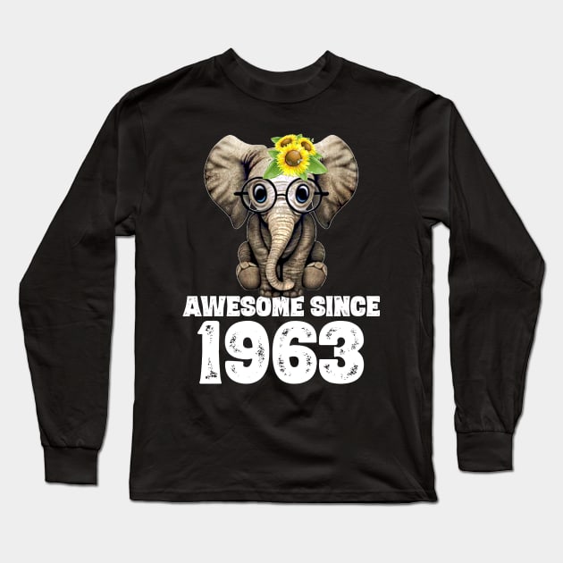 Awesome since 1963 57 Years Old Bday Gift 57th Birthday Long Sleeve T-Shirt by DoorTees